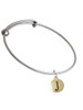 Capital Gold Tone Letter - J - Pebble Disc - Charm Bangle Bracelet