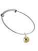 Capital Gold Tone Letter - S - Pebble Disc - Charm Bangle Bracelet