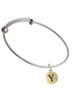 Capital Gold Tone Letter - Y - Pebble Disc - Charm Bangle Bracelet