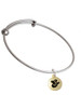 Capital Gold Tone Letter - & - Pebble Disc - Charm Bangle Bracelet