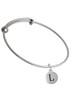 Capital Letter - L - Pebble Disc - Charm Bangle Bracelet