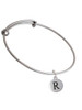 Capital Letter - R - Pebble Disc - Charm Bangle Bracelet