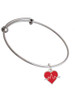 Heartbeat on Red Heart Charm Bangle Bracelet