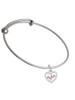 Heart with Pink Crystal Heartbeat Charm Bangle Bracelet