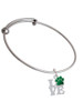 Love with Green Paw Charm Bangle Bracelet