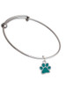 Medium Translucent Teal Paw Charm Bangle Bracelet