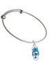 Blue Open Plumeria Flower Flip Flop Charm Bangle Bracelet