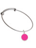 Small Hot Pink Enamel Disc Charm Bangle Bracelet
