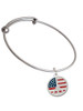 Large Peace Sign with USA Flag Charm Bangle Bracelet