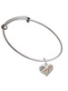 Small Heart with Pink Ribbon ''The Cure'' Charm Bangle Bracelet