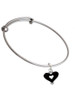 Black and White Enamel Heart Charm Bangle Bracelet