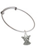 Antiqued Angel with Bow & Crystal Charm Bangle Bracelet
