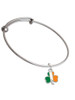 2-D Irish Flag Shamrock Charm Bangle Bracelet