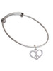 Heart Peace Sign Charm Bangle Bracelet