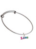 Rainbow Colored ''Love'' Charm Bangle Bracelet