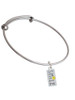 Smile with Smiley Face Rectangle Charm Bangle Bracelet