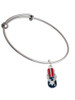 USA Patriotic Flip Flop with White Star Charm Bangle Bracelet