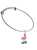 Hot Pink Enamel Flamingo with Grass Charm Bangle Bracelet