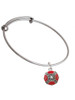 Red Enamel Fire Department Medallion Charm Bangle Bracelet