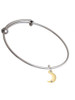 Gold Tone Small Crescent Moon Charm Bangle Bracelet