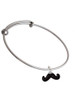 Small Black Enamel Mustache Charm Bangle Bracelet