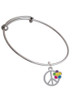 Large Multicolored Daisy on Peace Sign Charm Bangle Bracelet