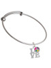 Love with Multicolored Peace Sign Charm Bangle Bracelet
