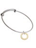 Gold Tone Hammered Karma Ring Charm Bangle Bracelet