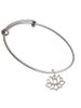 Lotus Outline Charm Bangle Bracelet
