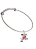 Reindeer with Red Crystal Charm Bangle Bracelet