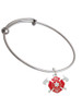 Red Fire Department Shield with Axes Charm Bangle Bracelet
