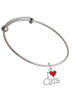 I Love Cats with Red Heart Charm Bangle Bracelet