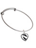 Enamel Zebra Print Heart Charm Bangle Bracelet