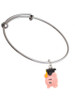Resin Pink Pig Graduate Charm Bangle Bracelet