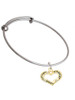 Gold Tone Heart with 3 AB Crystals - Stronger Braver Smarter Charm Bangle Bracelet