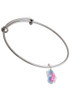 Translucent Hot Pink & Blue Flying Butterfly Charm Bangle Bracelet