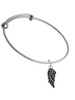 Medium Black Enamel Angel Wing Charm Bangle Bracelet