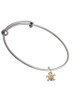 Mini Gold Tone Skull & Bones with Crystals Charm Bangle Bracelet