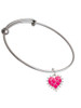 Hot Pink Giraffe Print Heart Charm Bangle Bracelet