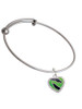 Lime Green Zebra Print Heart Charm Bangle Bracelet
