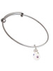 White Easter Egg with Color Crystal Dots Charm Bangle Bracelet