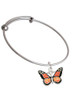 Large Monarch Butterfly with 6 AB Crystals Charm Bangle Bracelet