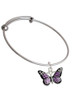 Large Purple Butterfly with 6 AB Crystals Charm Bangle Bracelet