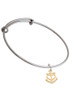 Gold Tone Anchor with Heart Charm Bangle Bracelet