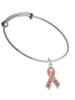 Large Pink Ribbon with Crystals Charm Bangle Bracelet