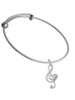 Large Clef with Heart Charm Bangle Bracelet