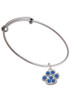 Large Paw with Blue Crystals Charm Bangle Bracelet