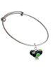 Lime Green Large Cheetah Print Heart Charm Bangle Bracelet