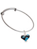 Hot Blue Large Cheetah Print Heart Charm Bangle Bracelet