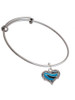 Hot Blue Tiger Print Heart Charm Bangle Bracelet